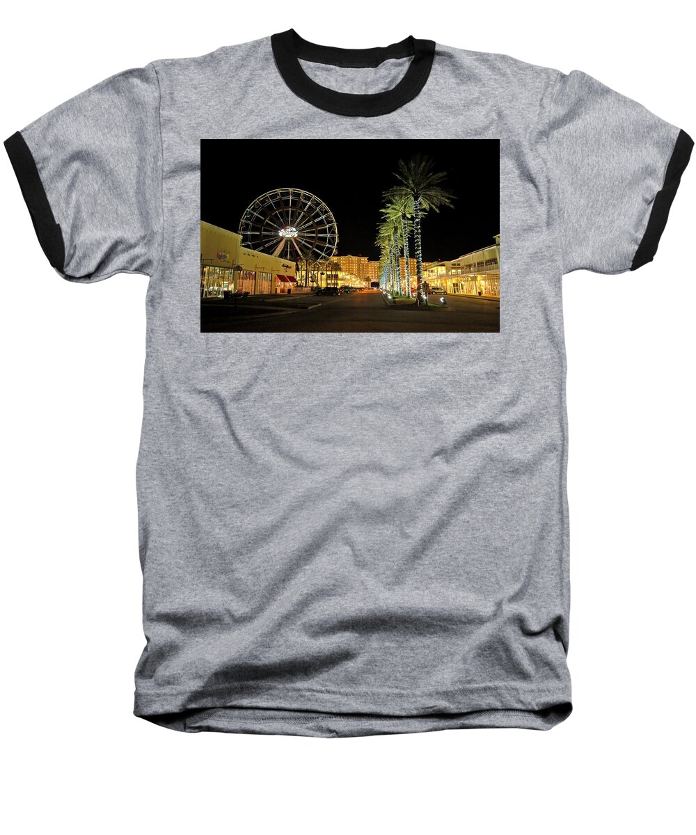 Orange Beach Baseball T-Shirt featuring the photograph The Wharf at Night by Michael Thomas