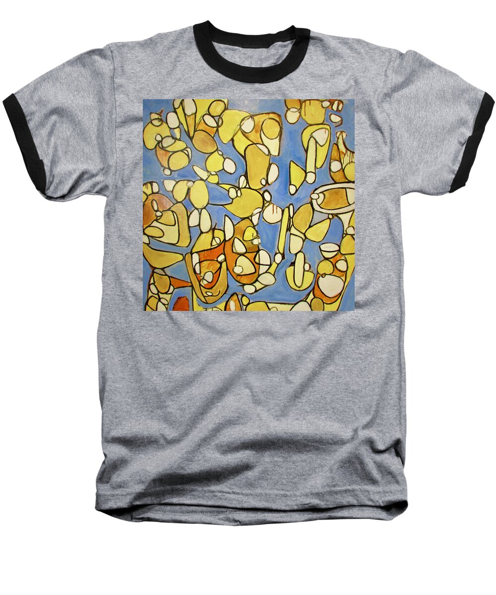 Yellow Baseball T-Shirt featuring the painting The Whisper by Steven Miller