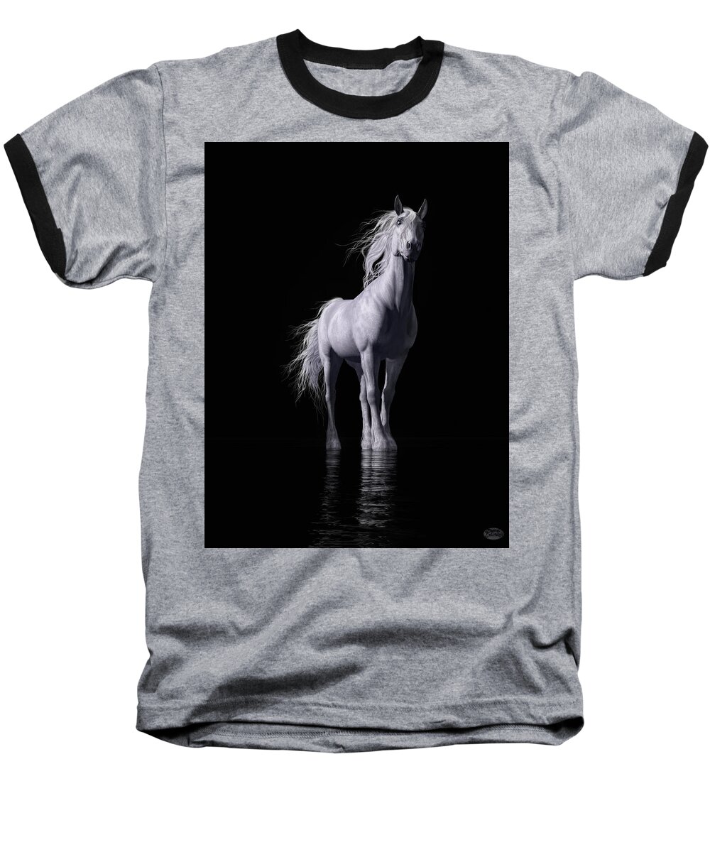 White Horse Baseball T-Shirt featuring the digital art The White Horse by Daniel Eskridge