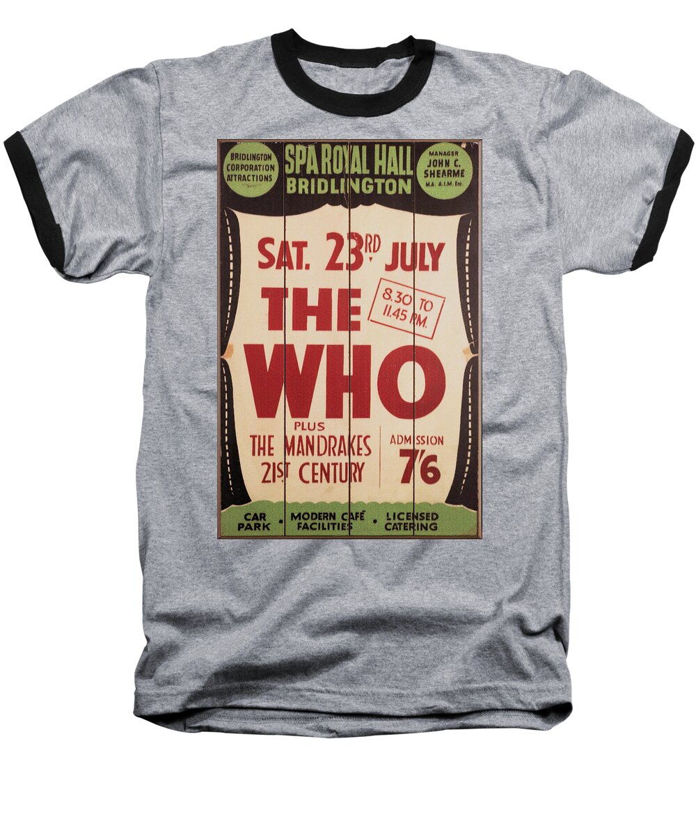 The Who Baseball T-Shirt featuring the photograph The Who 1966 Tour Poster by Theresa Campbell