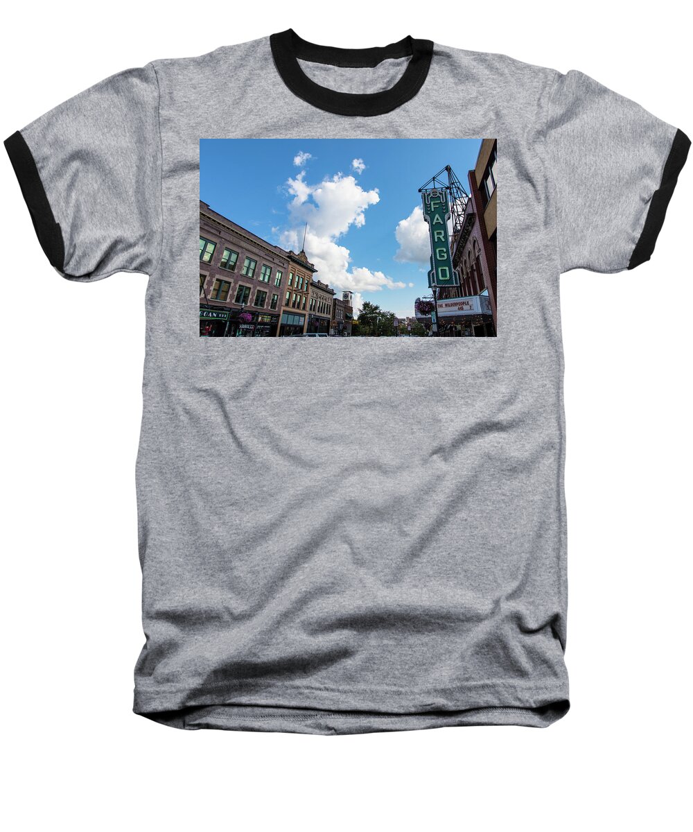 Fargo Baseball T-Shirt featuring the photograph Theater sign in Fargo by John McGraw