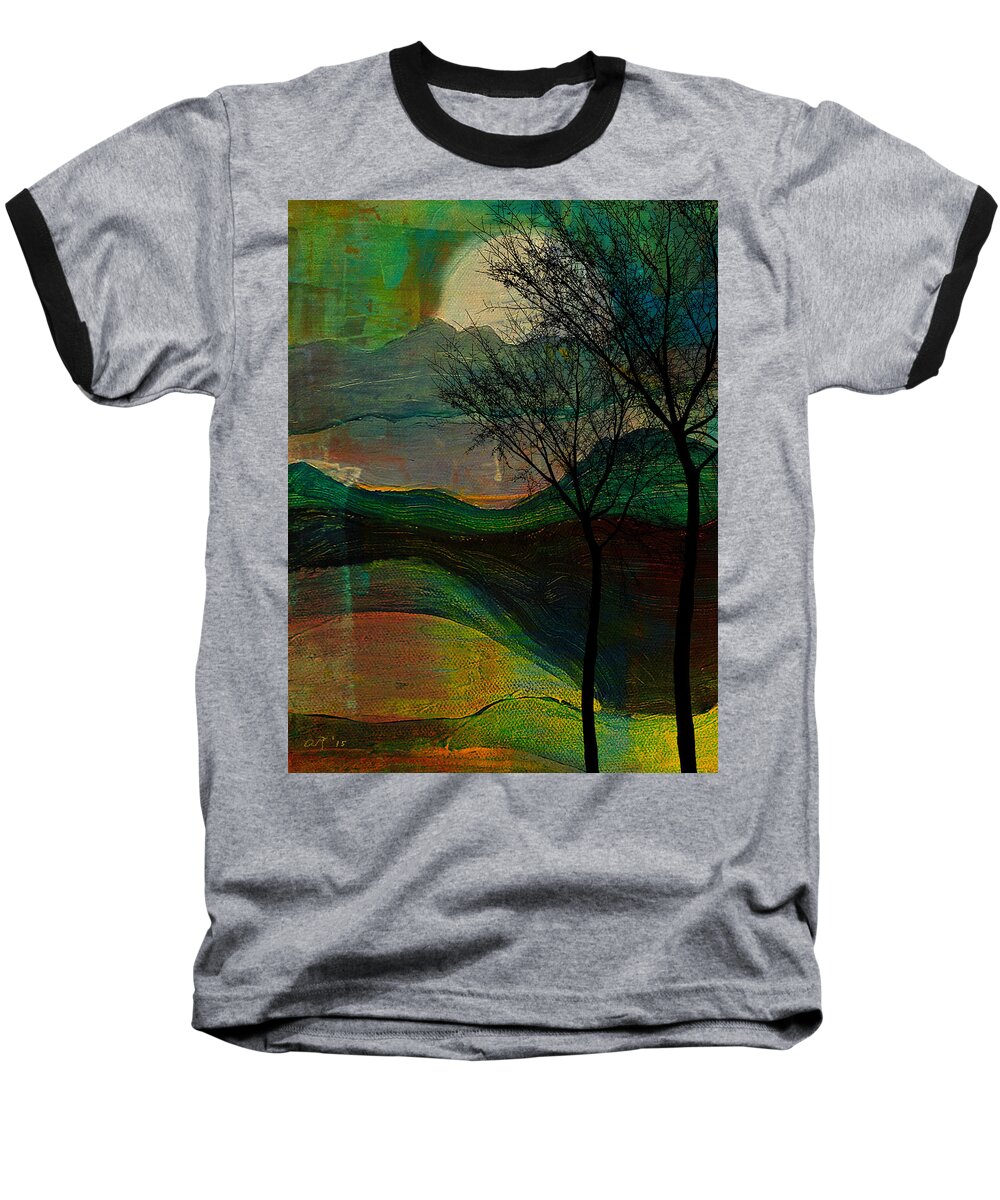Abstract Baseball T-Shirt featuring the painting These Hills by Amy Shaw