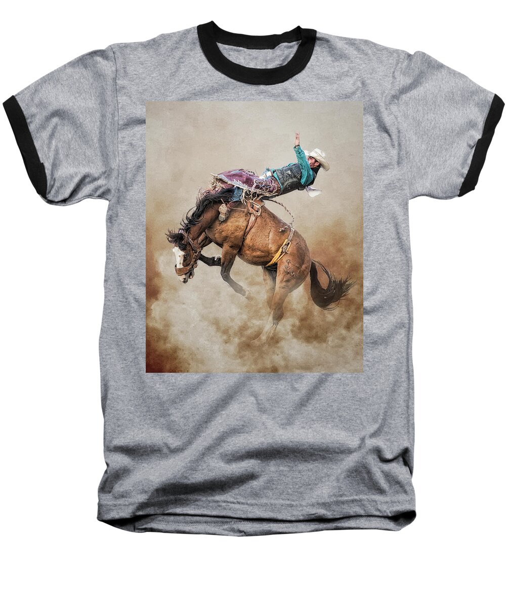 Western Baseball T-Shirt featuring the photograph They Danced by Ron McGinnis