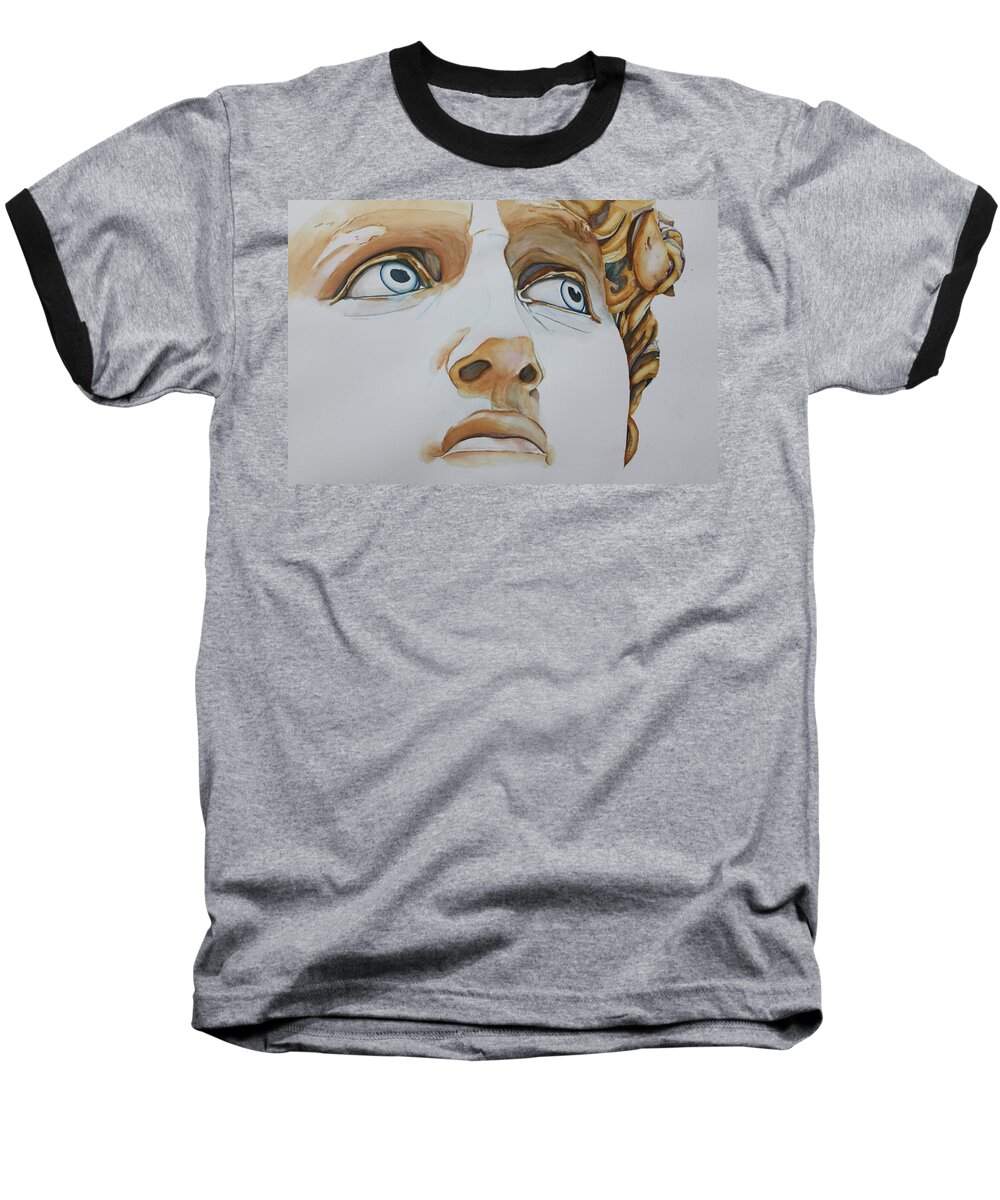 David Baseball T-Shirt featuring the painting Those Eyes by Christiane Kingsley