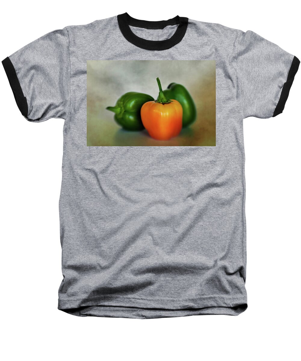 Agriculture Baseball T-Shirt featuring the photograph Three Bell Peppers by David and Carol Kelly