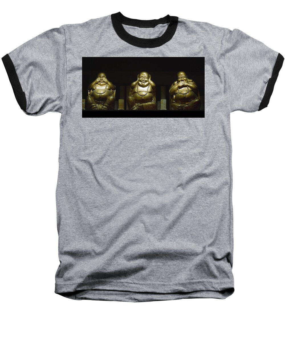 Buddha Baseball T-Shirt featuring the photograph Three Buddhas by Gary Dean Mercer Clark