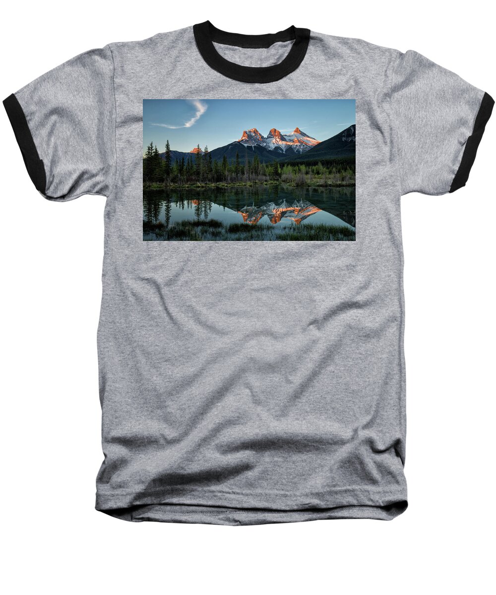 Three Sisters Baseball T-Shirt featuring the photograph Three Sisters sunrise by Celine Pollard