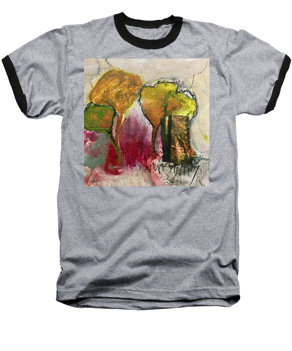 Abstract Baseball T-Shirt featuring the painting Three Trees by Carole Johnson