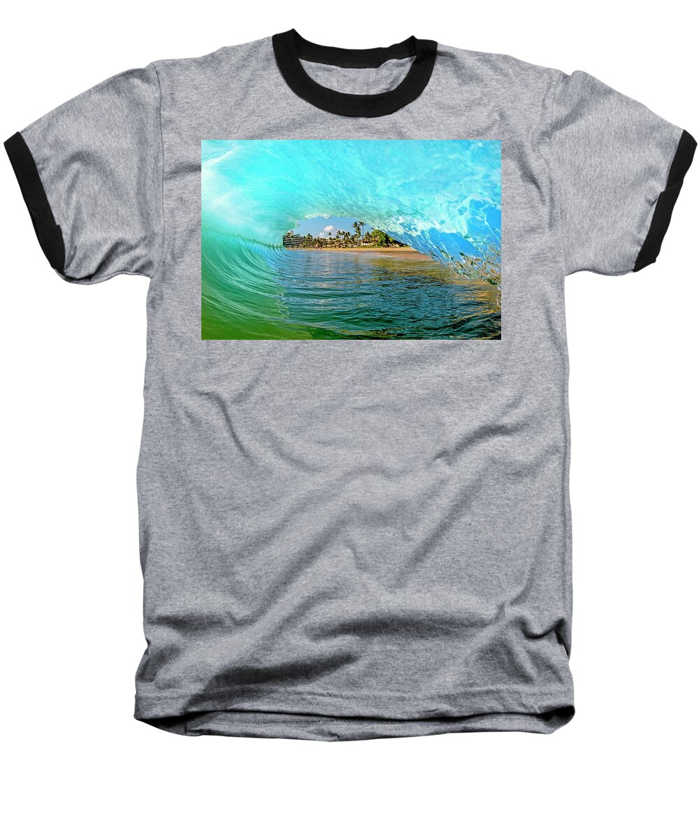 Shorebreak Waves Seascape Ocean Sheraton Maui Hawaii Baseball T-Shirt featuring the photograph Thru The Looking Glass by James Roemmling