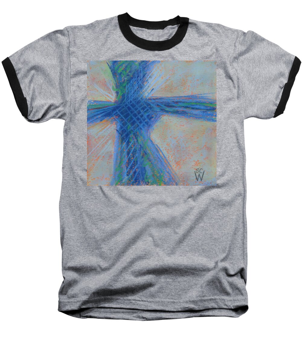 Abstract Painting Baseball T-Shirt featuring the pastel Thunderbird by Susan Woodward