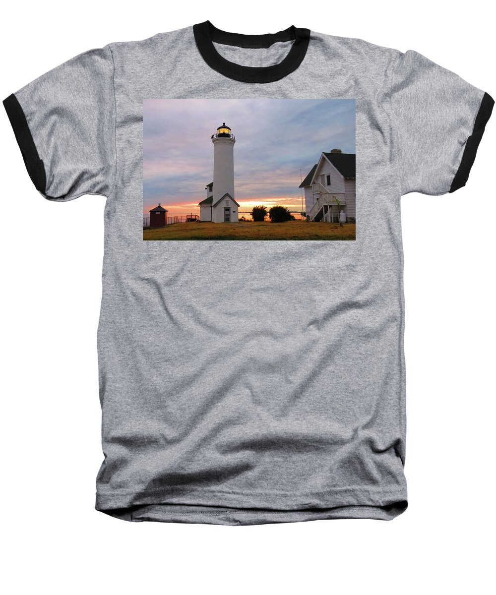 Tibbetts Point Baseball T-Shirt featuring the photograph Tibbetts Point Lighthouse, July sunset by Dennis McCarthy