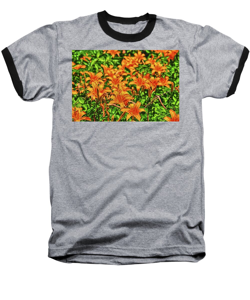 Lilies Baseball T-Shirt featuring the photograph Tiger Lilies by Pat Cook
