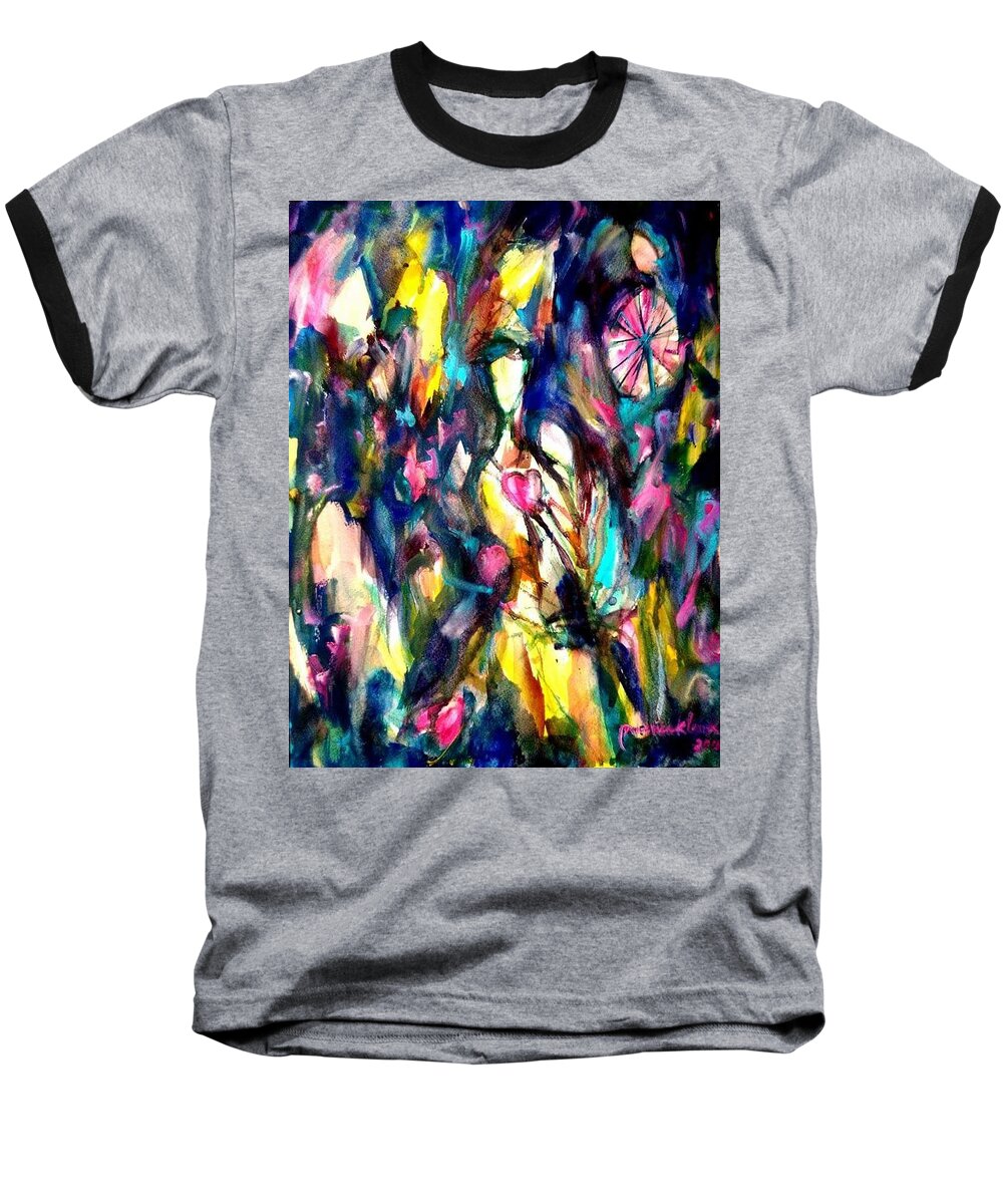  Baseball T-Shirt featuring the painting Time love heart by Wanvisa Klawklean