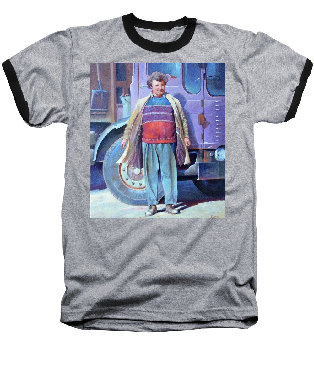 Tipper Baseball T-Shirt featuring the painting Tipperman 1970. by Mike Jeffries