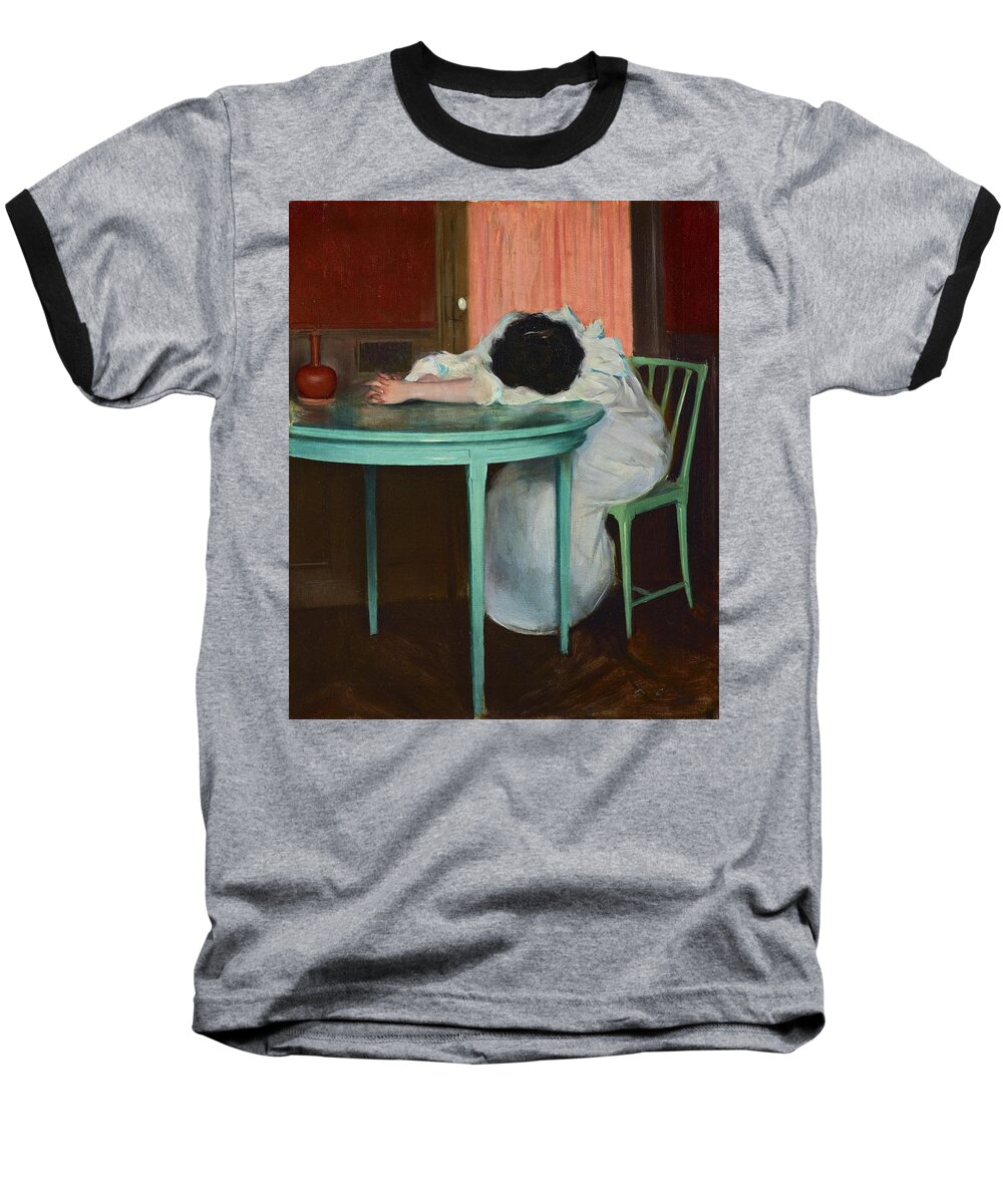 Tired Baseball T-Shirt featuring the painting Tired by Celestial Images