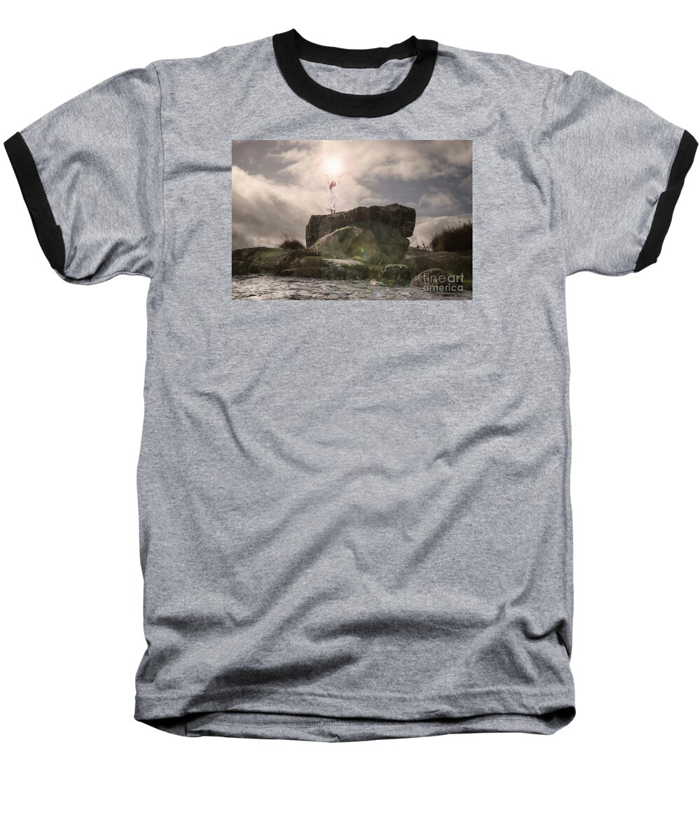 Woman Baseball T-Shirt featuring the photograph To hold the light by Clayton Bastiani