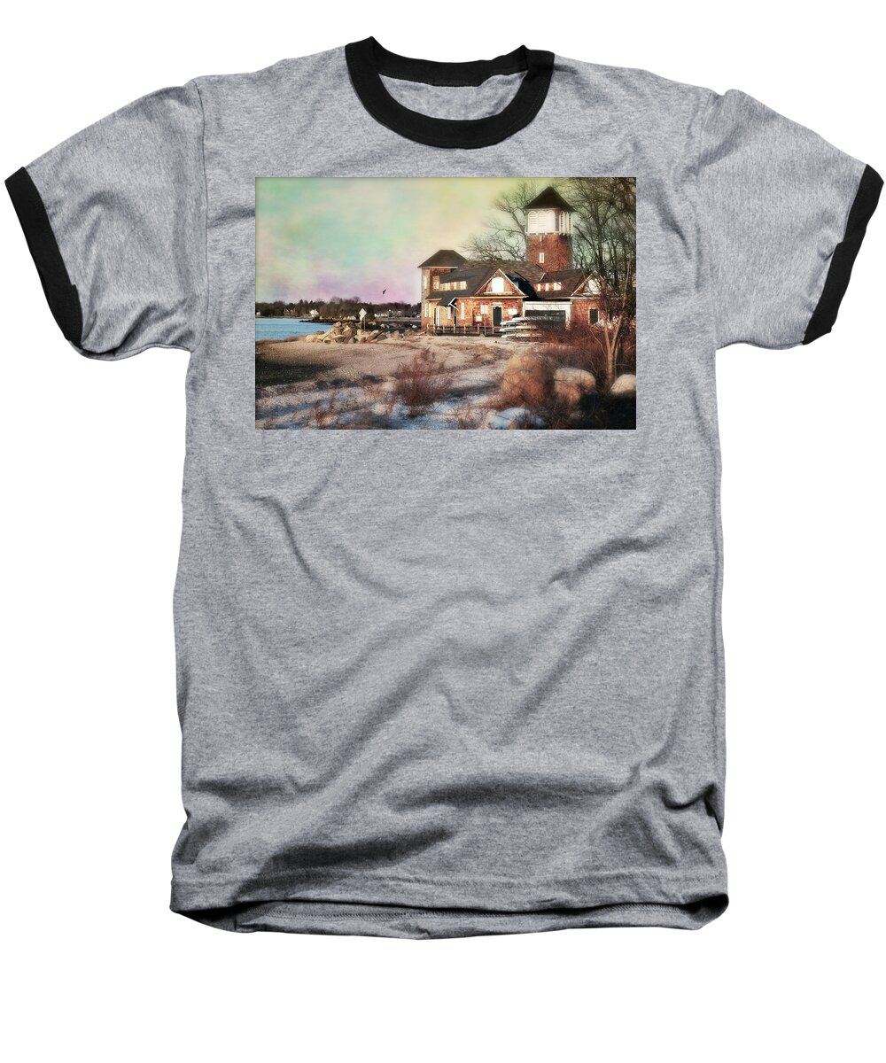 Greenwich Connecticut Baseball T-Shirt featuring the photograph Tod's Point Beach House by Diana Angstadt