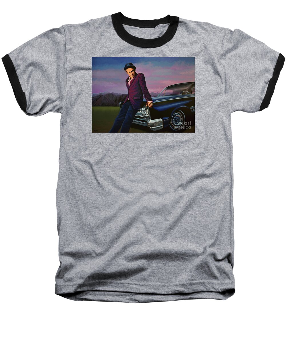 Tom Waits Baseball T-Shirt featuring the painting Tom Waits by Paul Meijering
