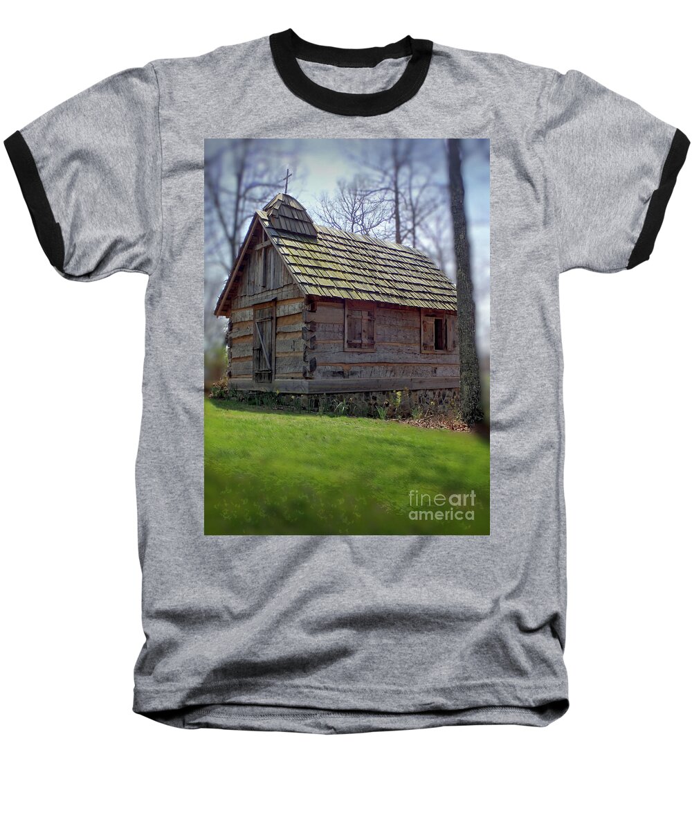 Country Baseball T-Shirt featuring the photograph Tom's Country Church and School by Nicole Angell