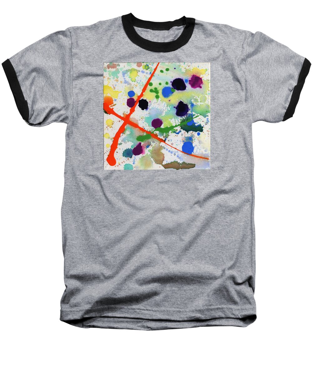 Splatter Baseball T-Shirt featuring the painting Too Much Fun by Phil Strang