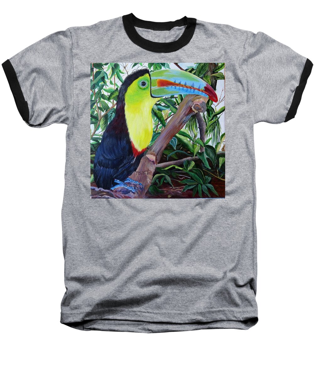 Keel-billed Toucan Baseball T-Shirt featuring the painting Toucan Portrait by Marilyn McNish