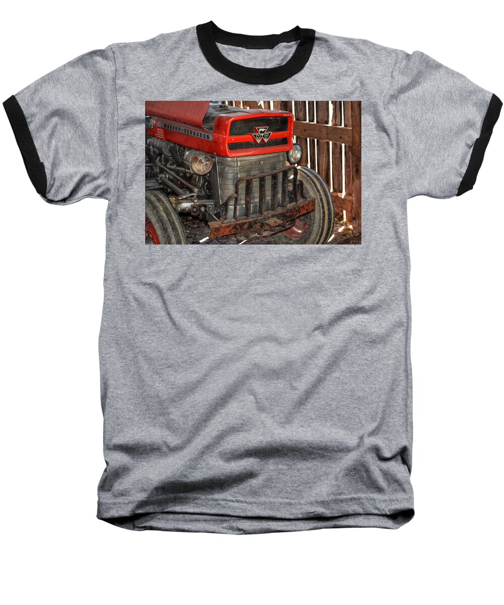 Tractor Baseball T-Shirt featuring the photograph Tractor Grill by Joseph Caban