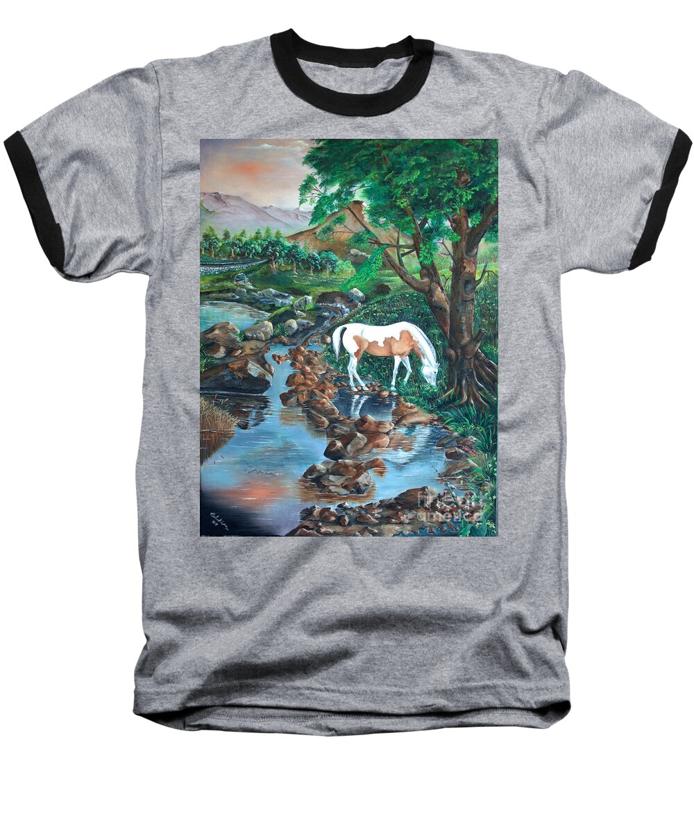 Tranquility Baseball T-Shirt featuring the painting Tranquility by Farzali Babekhan