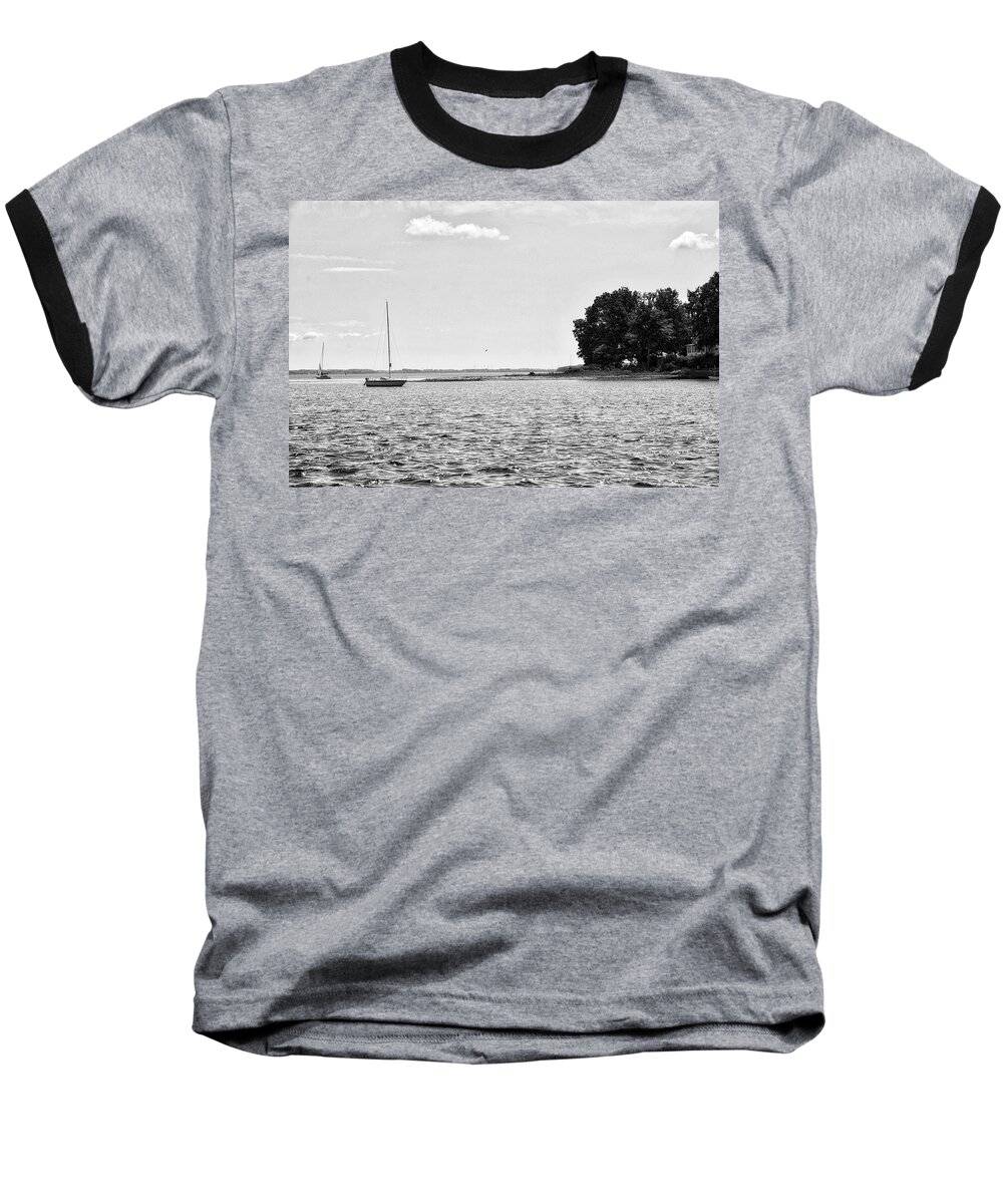 B&w Baseball T-Shirt featuring the photograph Tranquillity by Ingrid Dendievel