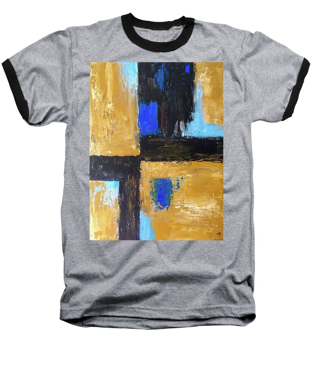 Abstract Baseball T-Shirt featuring the painting Trapped by Victoria Lakes