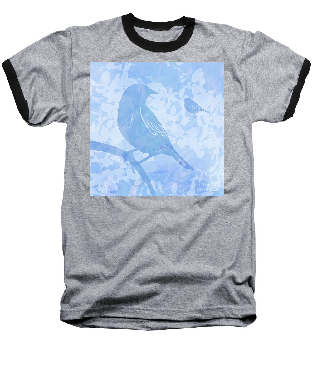 Birds Baseball T-Shirt featuring the mixed media Tree Birds I by Shari Warren