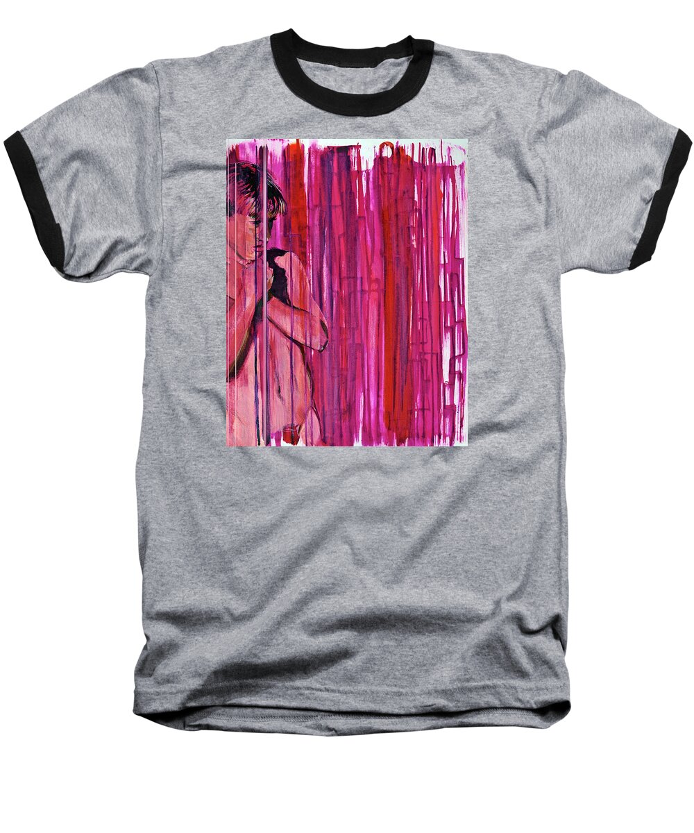 Nude Boy Baseball T-Shirt featuring the painting Tremble by Rene Capone