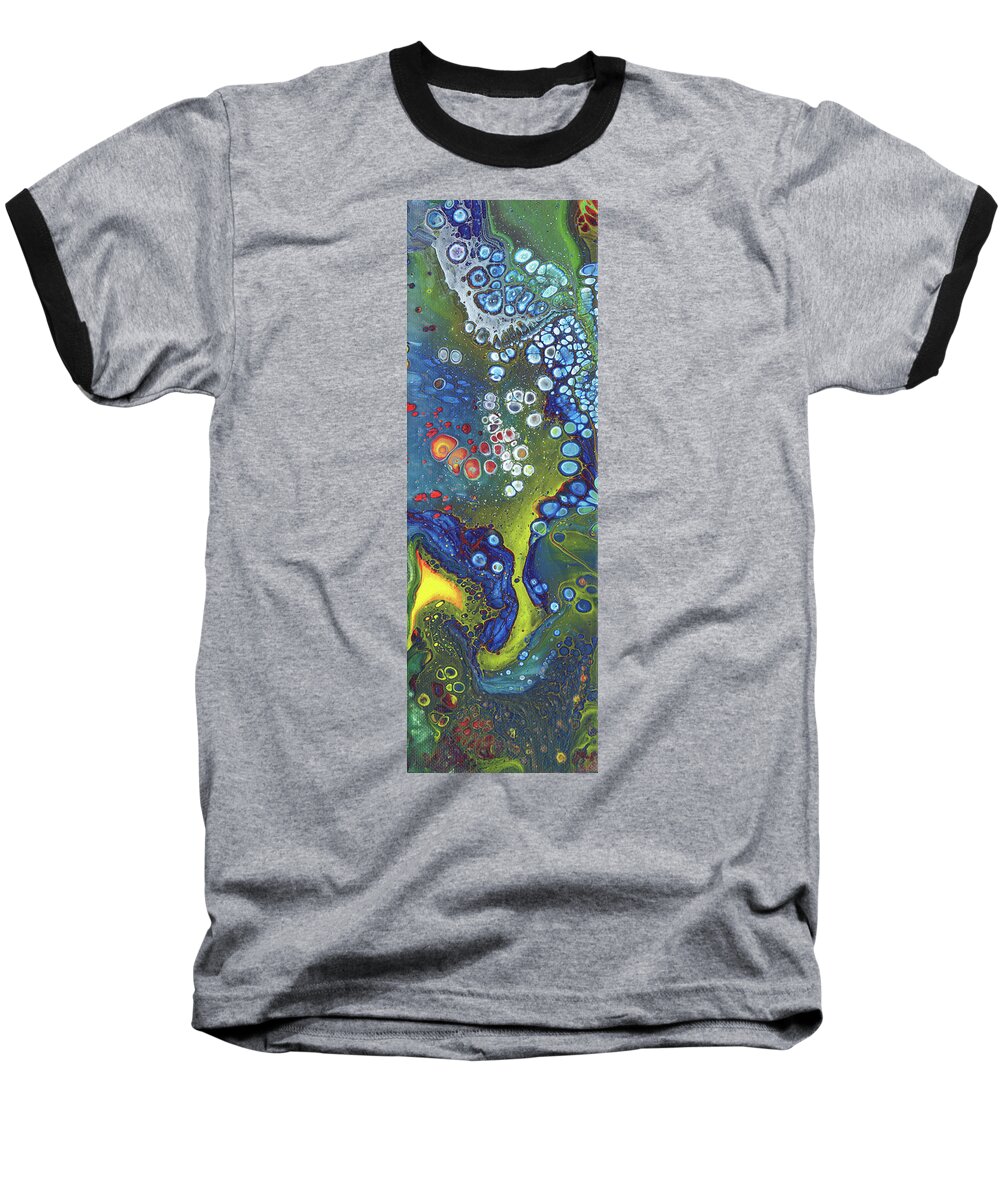 Acrylic Pour Baseball T-Shirt featuring the mixed media Tri Space Centre by David Bader