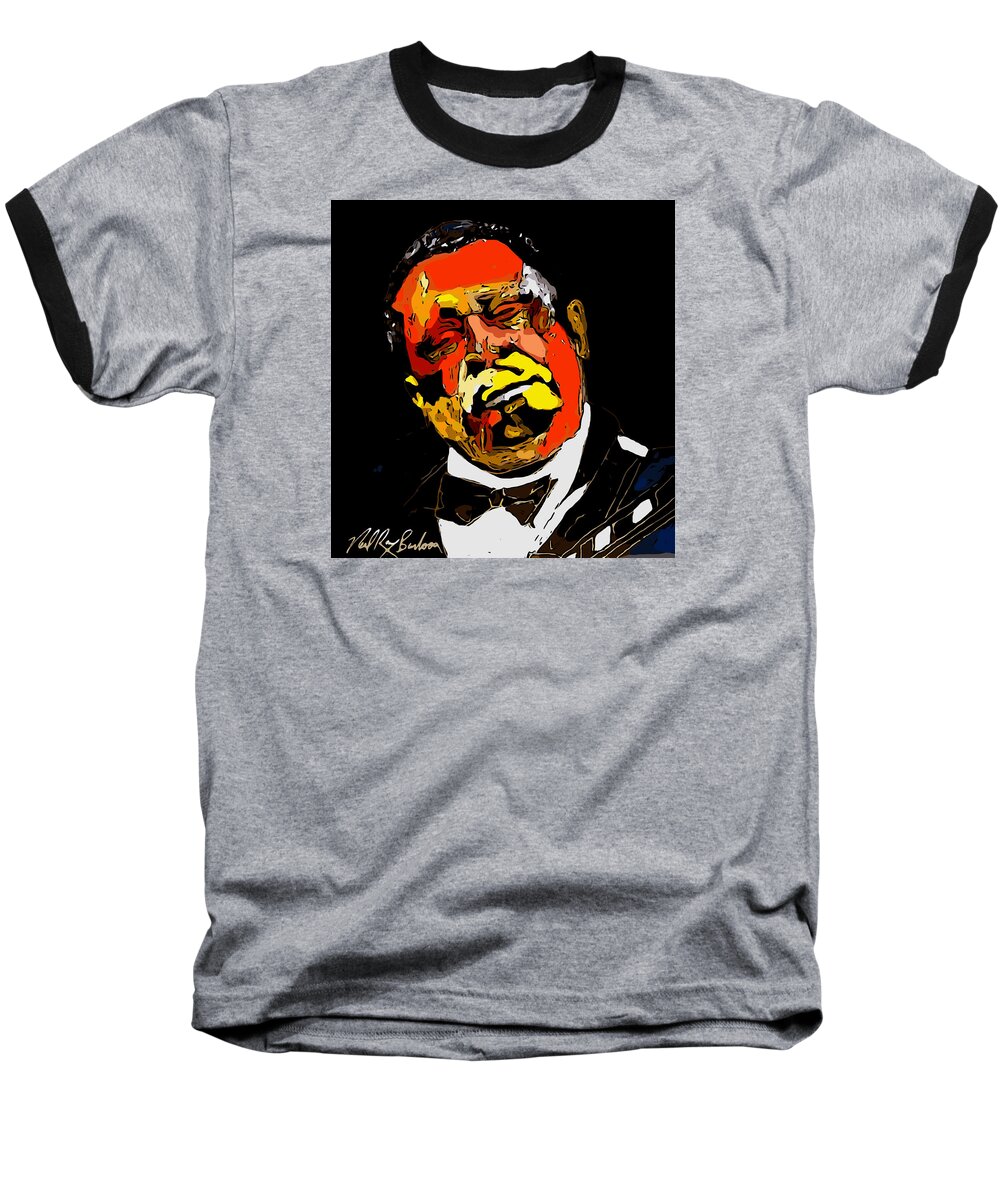 Bb King Baseball T-Shirt featuring the painting tribute to BB King reworked by Neal Barbosa