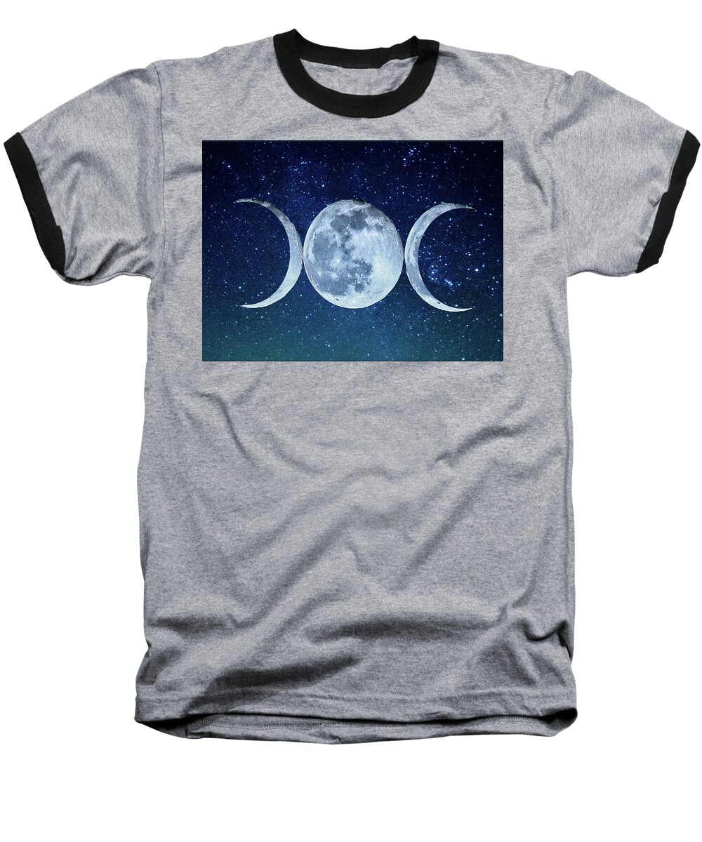 Triple Baseball T-Shirt featuring the photograph Triple Moon Milkyway by Paula OMalley