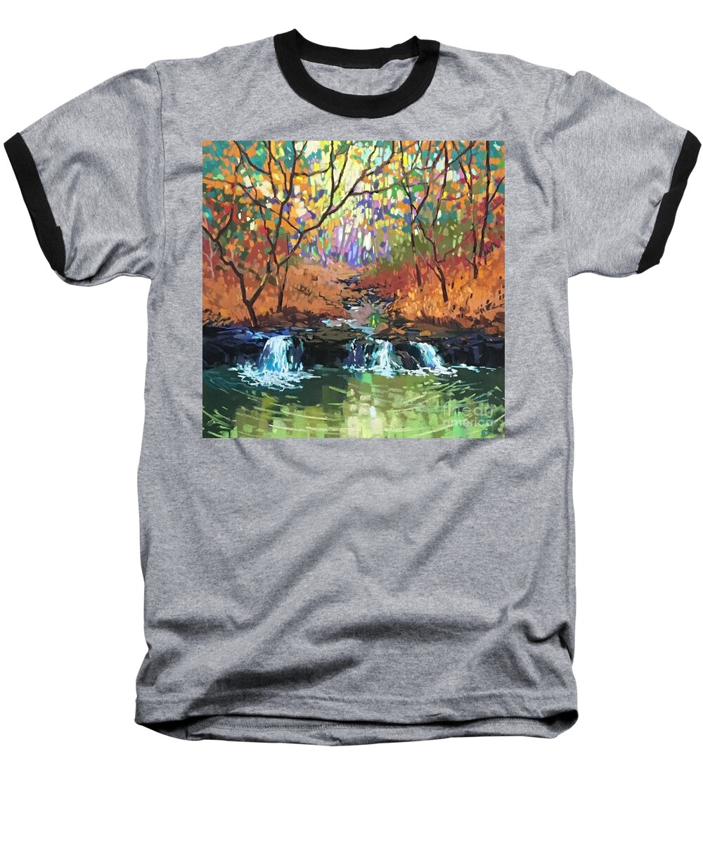 Pastel Landscape Baseball T-Shirt featuring the painting Triple Rhythm by Celine K Yong