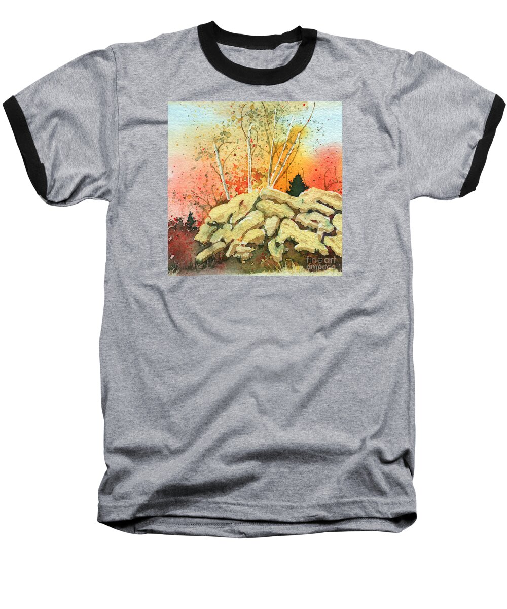Landscape Baseball T-Shirt featuring the painting Triptych Panel 2 by Lynn Quinn