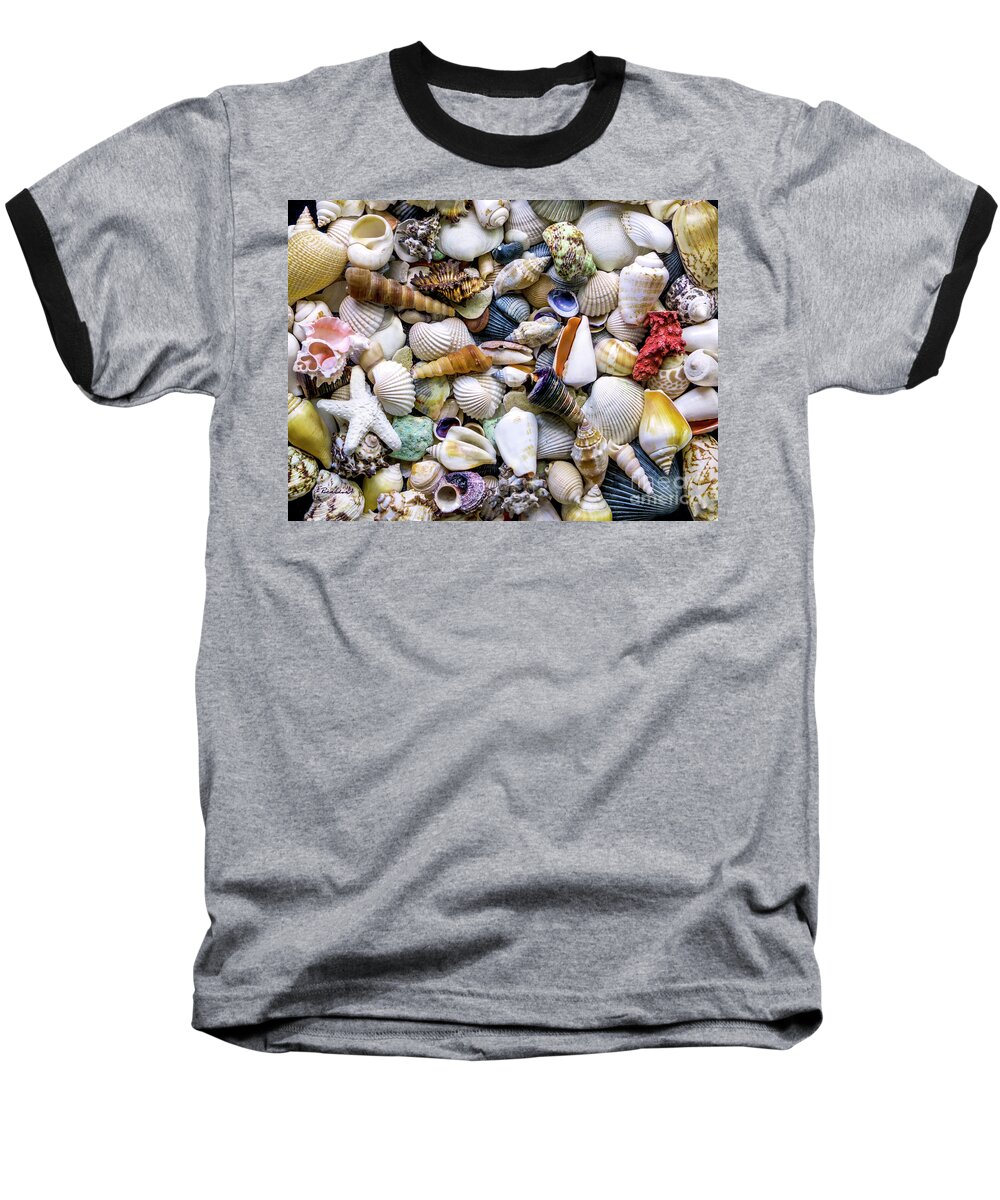 1500a Baseball T-Shirt featuring the photograph Tropical Beach Seashell Treasures 1500A by Ricardos Creations