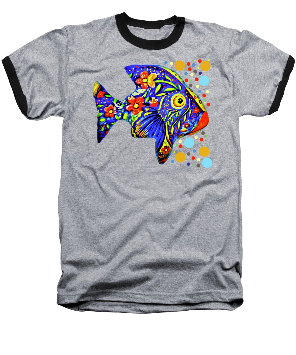 Abstract Baseball T-Shirt featuring the digital art Tropical Fish by Eleni Synodinou