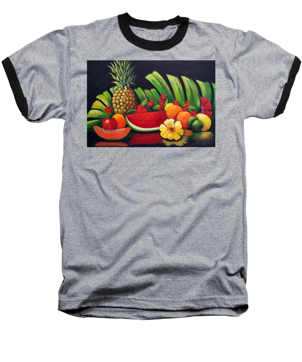 Fruit Baseball T-Shirt featuring the painting Tropical Fruit by Rosie Sherman
