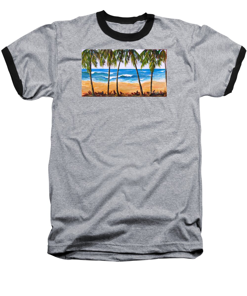 Tropics Baseball T-Shirt featuring the painting Tropical Palms 2 by Phyllis Howard