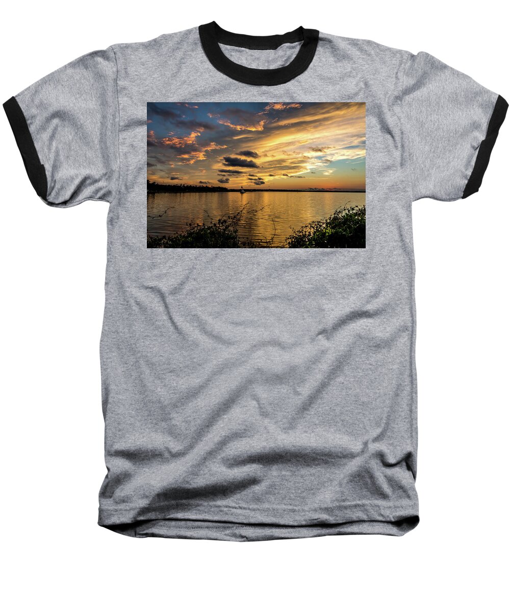 Tugboat Baseball T-Shirt featuring the photograph Tugboat At Sunset by JASawyer Imaging