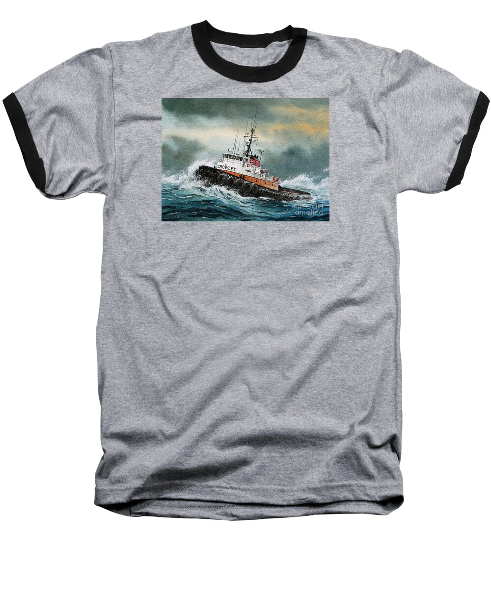 Tugs Baseball T-Shirt featuring the painting Tugboat HUNTER CROWLEY by James Williamson