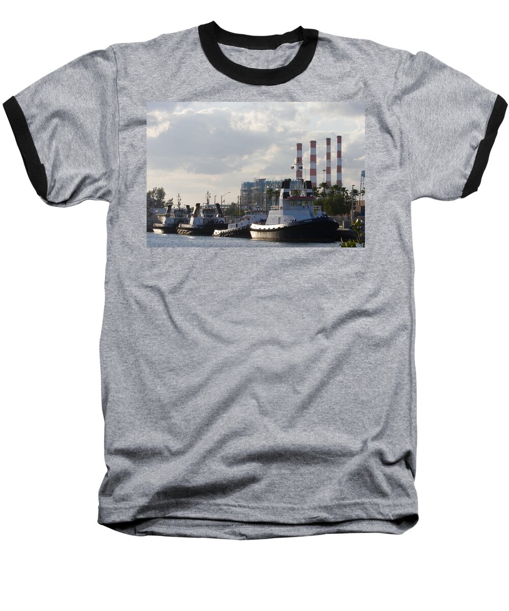 Boat Baseball T-Shirt featuring the photograph Tugs by Ed Gleichman