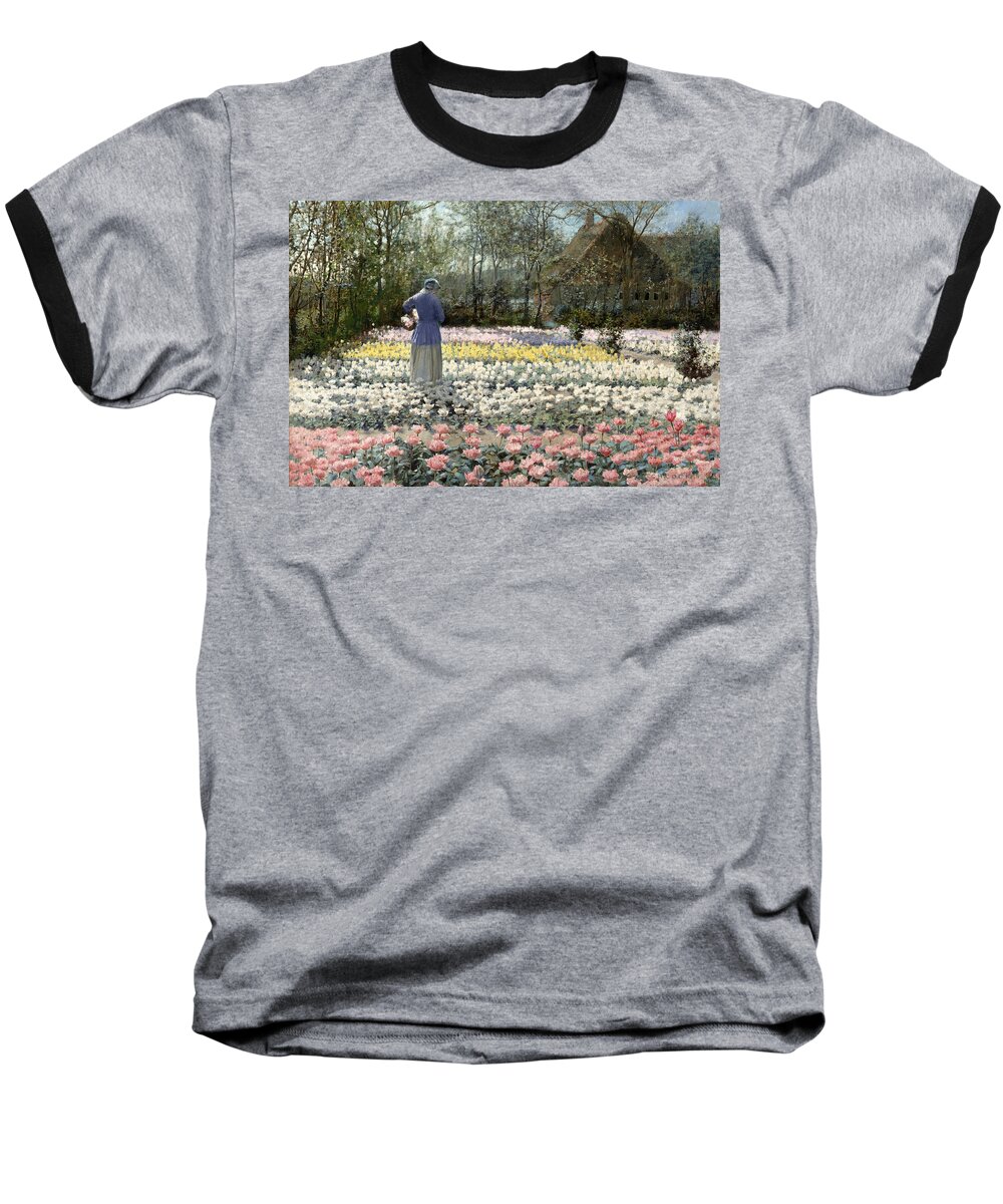 George Hitchcock Baseball T-Shirt featuring the painting Tulip Culture by George Hitchcock