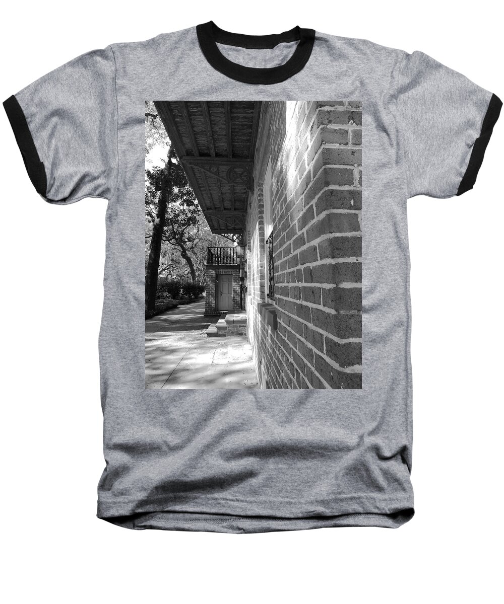 Black And White Baseball T-Shirt featuring the photograph Turning a Savannah Corner by Vincent Green