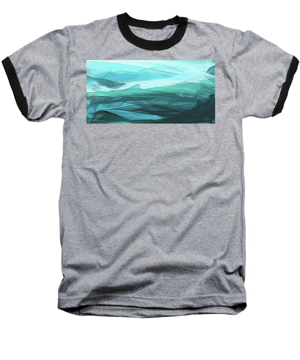 Blue Baseball T-Shirt featuring the painting Turquoise And Gray Modern Abstract by Lourry Legarde