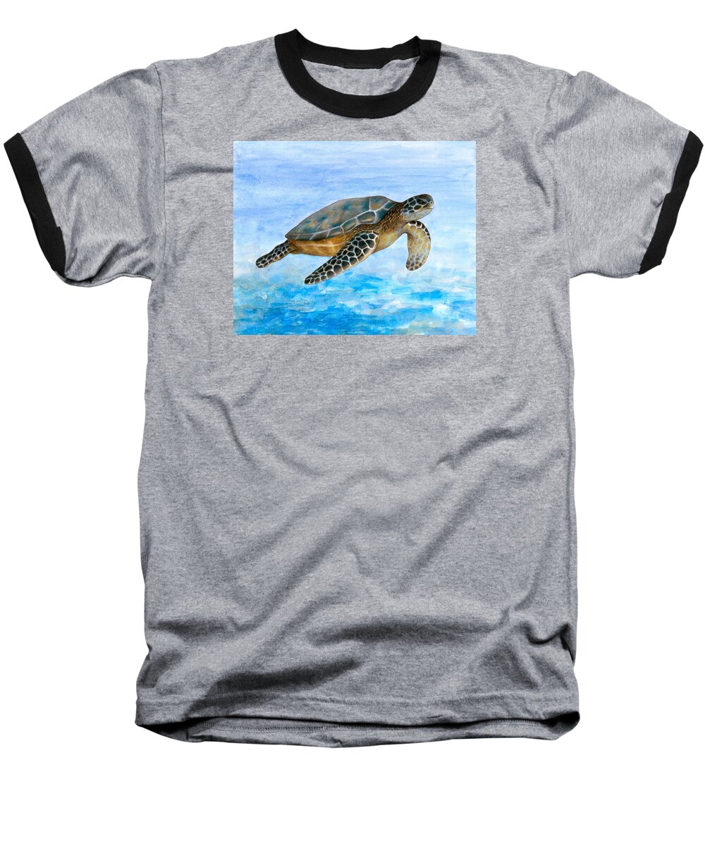 Turtle Baseball T-Shirt featuring the painting Turtle 1 by Lucie Dumas