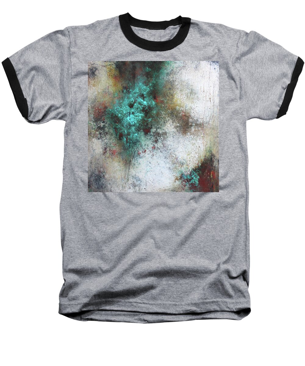 Tuscany Baseball T-Shirt featuring the mixed media Tuscany Oil and Cold Wax by Patricia Lintner
