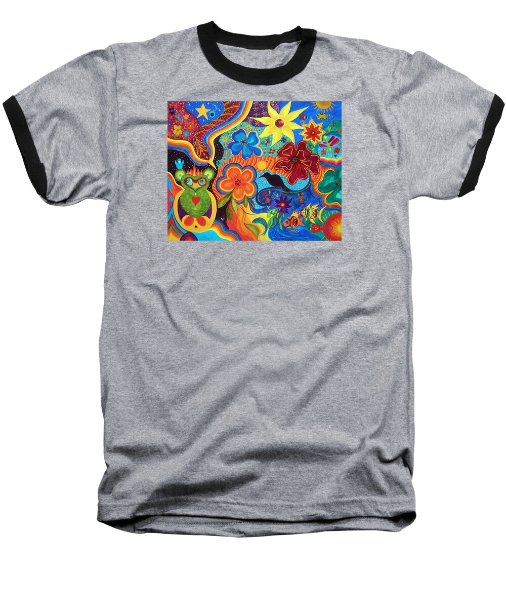 Abstract Baseball T-Shirt featuring the painting Bluebird Of Happiness by Marina Petro