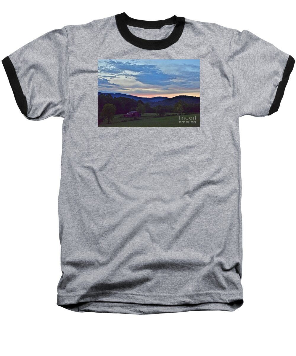 Red Barn Baseball T-Shirt featuring the photograph Twilight by Tracy Rice Frame Of Mind